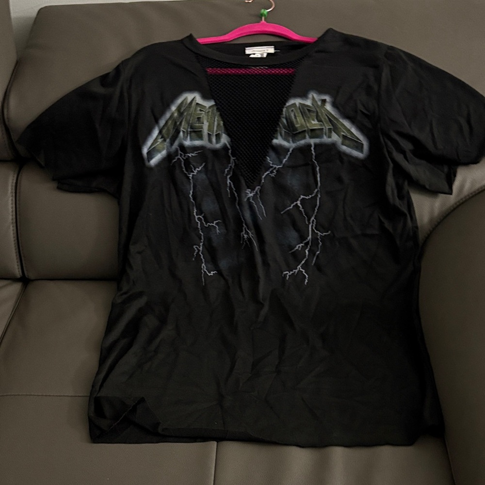 Black Graphic Metal Rock T-Shirt